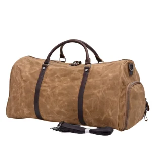 Fashion Men’s Travel Bags Waterproof Waxed Canvas Messenger Overnight Duffle Bag with Zipper Closure Handbag Luggage