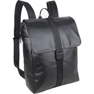 Fashion Men’s Waterproof PU Backpack With Flap Buckle Large Capacity Portable Design For 15.6 Inch Laptop Travel