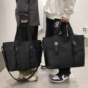 Fashion Men’s Waterproof Zipper Closure Shoulder Bag Durable Nylon Crossbody Tote Laptop Sleeve for Business Commute