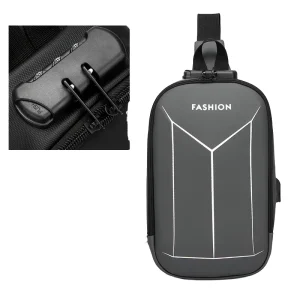 Fashion Multi Function Large Size Anti Theft Men’s Oxford Chest Bag USB Port Password Lock Waterproof Cross Body Bag