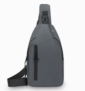 Fashion PU Leather Minimalist Waterproof Zipper Men’s Chest Bag City Walk Road Trip Camping Travel & Sport