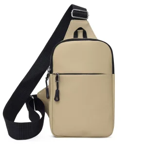 Fashion Polyester Multifunction Zipper Small Black Sling Crossbody Shoulder Phone Bag Men Chest Bag Custom Logo Mini Bags