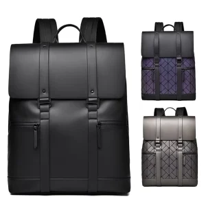 Fashion Quilted Men’s Backpack High End Laptop Bag Business Travel Bag Durable Waterproof PU Material
