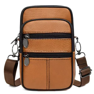 Fashion Small Genuine Leather Men’s Satchel Messenger Shoulder Bag For All Seasons