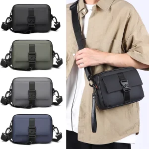 Fashion Style Men’s Business Sling Shoulder Bag Waterproof Nylon Vertical Portable Crossbody Casual Travel Backpack Handbag