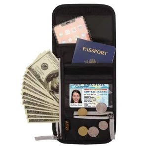 Fashion Travel Neck Pouch RFID Passport Wallet Card Holder ID Package Waterproof Credential Licence Bag for Men Women
