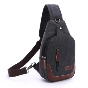 Fashion Washed Canvas Sling Chest Bag Men’s Cross Body Bags Black Chest Bag