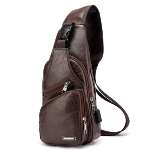 Fashion Waterproof Leisure PU Leather Single Shoulder Bag Men Chest Bag