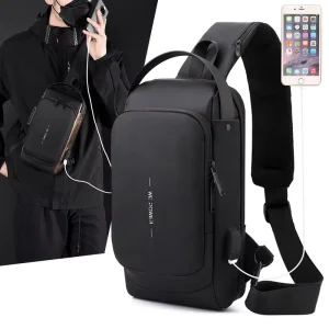 Fashion Waterproof PU Anti Theft USB Men Chest Bags Smart Password Lock Crossbody Sling Bags for Men Sling Chest Bag