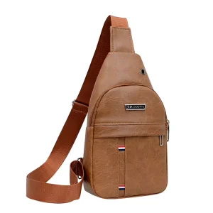 Fashion Waterproof PU Leather Material All Seasons Outdoor Men’s Minimalist Chest Bags Custom Sling Bag With Logo