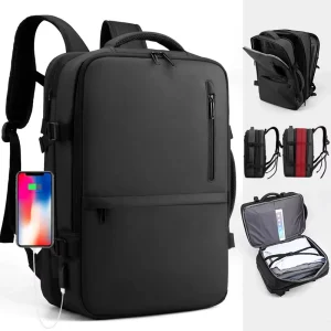 Fashionable 17 Inch Men’s Business Travel Backpack Waterproof Oxford Commuting Computer Bag with Zipper Closure