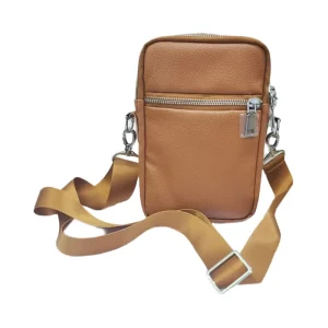 Fashionable Business Men’s Leather Small Crossbody Messenger Bag Stylish Cell Phone Purse with Shoulder Strap