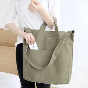 Fashionable Custom Logo Women Men Cross Body Large Size Cotton Canvas Tote Messenger Bag with Inner Pocket