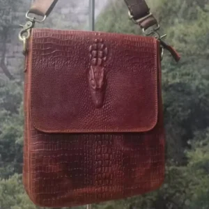 Fashionable Genuine Leather Crocodile Pattern Men’s Messenger Bag Luxury Men’s Sling Bag Sacoche Homme