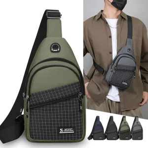 Fashionable Lightweight Chest Bag Grey Outdoor Sports Single Shoulder Sling with Zipper Closure Customizable Logo