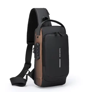 Fashionable Men’s Chest Bag Multifunctional Features Trendy Crossbody Shoulder Design Password Lock Headphone Hole