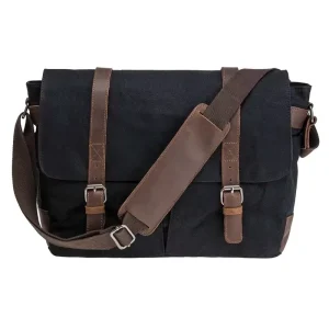 Fashionable Men’s Vintage Leather Waxed Canvas Briefcase Laptop Shoulder Messenger Bag Made of Polyester