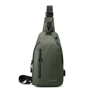 Fashionable Men’s Waterproof Light Crossbody Chest Bag Portable Sling Anti Theft Feature USB Zipper Closure Summer