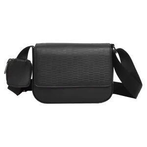 Fashionable PU Leather Men’s One-Shoulder Cross-Body Bag Square Casual Messenger Bag with Coin Purse