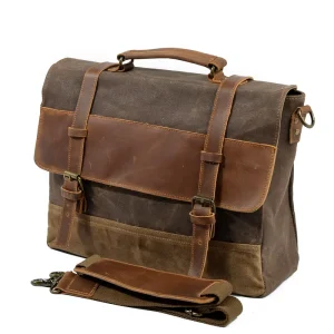 Fashionable Retro Genuine Leather Messenger Bags Men’s Messenger Shoulder Bag Waterproof Cross Body Canvas Bags