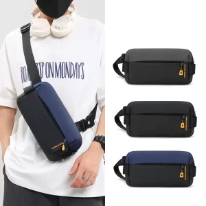Fashionable Sporty Waterproof PU Chest Bag Casual Crossbody Shoulder Bag with Zipper Closure Customizable Logo Multi Purpose