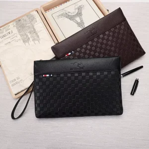 Fashionable Vintage High Quality Men’s Handbags Zipper Closure PU Leather Customized Business Wallets Waterproof