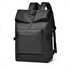 Fashionable Waterproof PU Leather Laptop Backpack Casual Sports Business Men’s Book Bag with Zipper Pocket