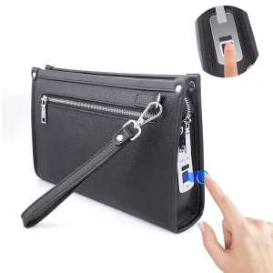 Fingerprint Lock Fashion Real Leather Bag Custom Handbag Men Smart Bag Lock Genuine Leather Smart Fingerprint System Clutch Bag