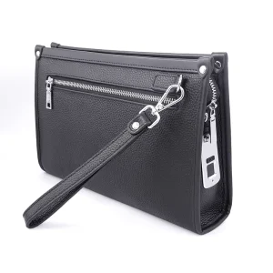 Fingerprint Lock Slim High Quality Men’s Genuine Leather Clutch Bag with Water Resistant RFID Blocking Low MOQ