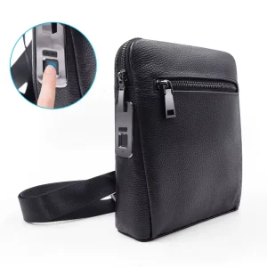 Fingerprint Lock Smart Men’s Crossbody Bag Messenger Anti Theft Bag Leather Business Travel Sling Bag