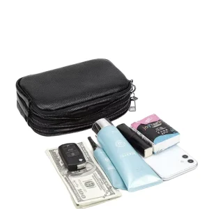 Fipilock FL V2217 B Genuine Leather Black Anti-theft Long Wallet Fingerprint Lock Smart Men’s Handbag Clutch Bag Purse