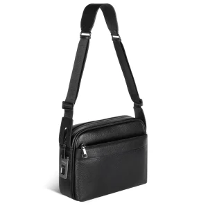Fipilock Men’s Genuine Leather Crossbody Bag with Fingerprint Lock Stylish Shoulder Bag for Men