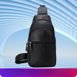 First Layer Cowhide Men’s Chest Bag Retro Leather Outdoor Casual Single Shoulder Small Backpack
