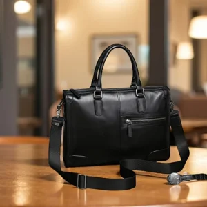 First Layer Leather Laptop Bag Men’s Handbag Conference Bags Waterproof Business Briefcase with Soft Computer Bag