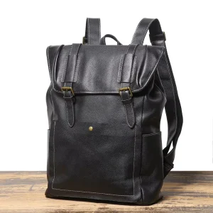 First Layer Leather Office Backpack Men Business Commute College Bookbag Laptop Large Capacity Portable Custom