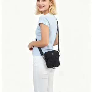 Flat Profile Crossbody Wallet Bag Water Resistant Nylon Crossbody Bag for Minimalist Everyday Carry Commute Travel