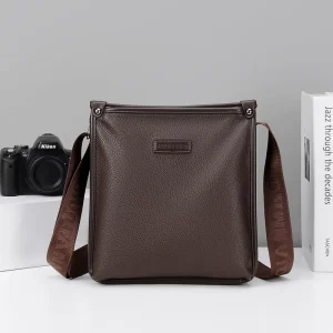 Foreign Trade Genuine Leather Durable Single Shoulder Vertical Men’s Large Capacity Crossbody Bag