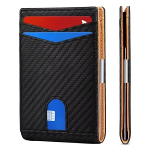 Front Pocket Slim Minimalist Bifold RFID Blocking Men’s Custom RFID Leather Wallets for Men