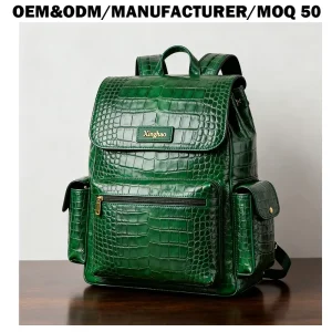 Full Customization Factory Direct Custom OEM Private Label Crocodile Embossed Vegan Leather Laptop Work Backpack for Men