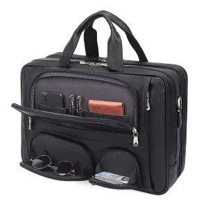 Full Grain Leather Briefcases Men’s Handbag for 17.5 Inch Business Travel Laptop Bag
