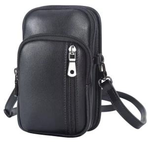 Full Grain Leather Messenger Bag for Men Real Cowhide Black Nature Genuine Leather Sling Shoulder Crossbody Bag