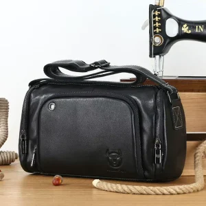 Full Grain Vintage Crazy Horse Leather Men’s Bag Shoulder Crossbody Bag Genuine Leather Messenger Bag
