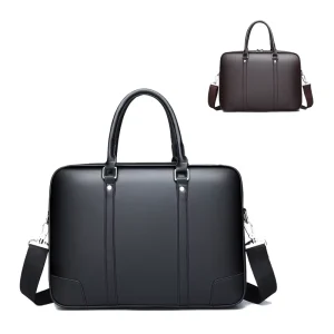 Functional Men’s PU Leather Briefcase Handbag with Shoulder Straps Popular Business Accessory for Office Work Briefcase Handbag