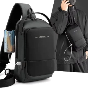 Functional Style Men’s Cross body Bag Single Shoulder Waist Bag Waterproof Multi functional Travel Chest Bags Outdoor Backpack