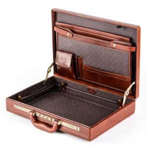 GLARY Men’s Black Leather Briefcase High Quality Vintage Leather Briefcase Attache case for Business With Simply Design