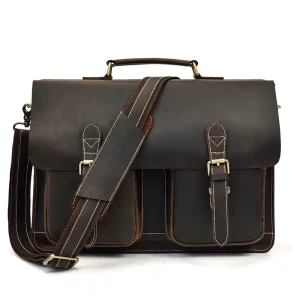 GWB1016L Men’s High Quality Classic Genuine Leather Messenger Bag Button Decoration Business Bag