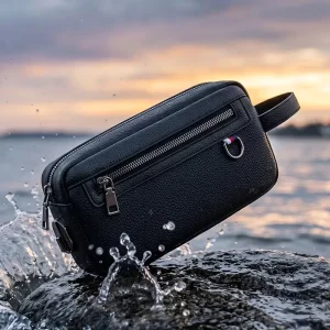 Gentle Gift Premium PU Leather Travel Custom Logo Vintage Toiletry Mens Bag Waterproof Dopp KitPortefeuille En Cuir