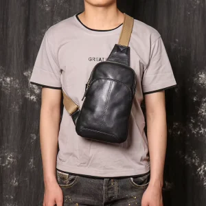 Genuine Cowhide Fashion Chest Bag Men Women Crossbody Sling Shoulder Outdoor Daily Large Capacity Custom OEM Factory