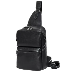 Genuine Cowhide Large Capacity Waterproof Anti-Theft Shoulder Messenger Fashion Zipper Factory Men’s Leather Chest Bag