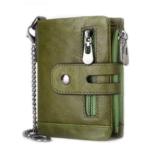 Genuine Cowhide Leather Men’s Designer Purse Luxury Casual Retro Wallet RFID Customizable Gentlemen’s Outdoor Use